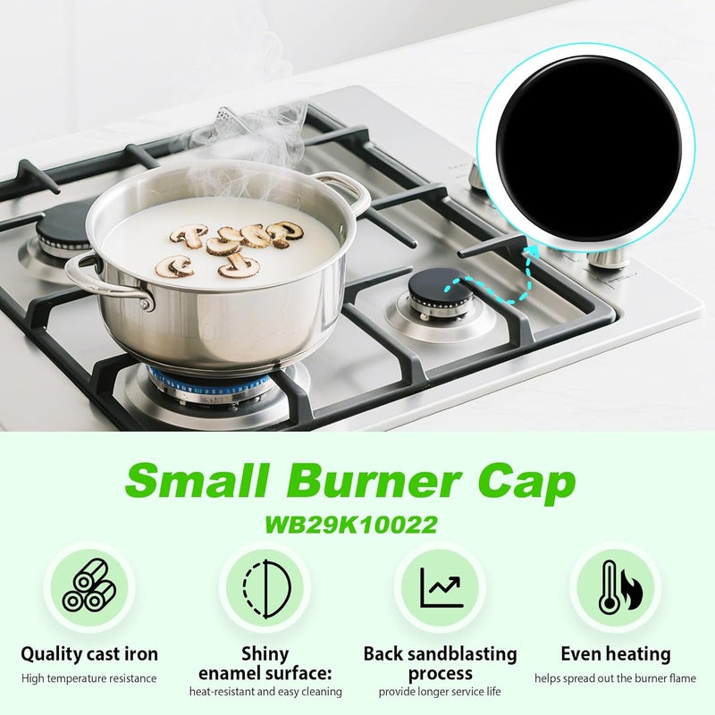 senkap New Upgraded WB29K10022 Range Surface Small Burner Cap Replacement for GE Gas Range/Stove/Oven/Cooktop,Burner Caps for Gas Stove,Shiny Black Paint Finish Not Matte,2.6 Inch Diameter (1PCS) - Image 5